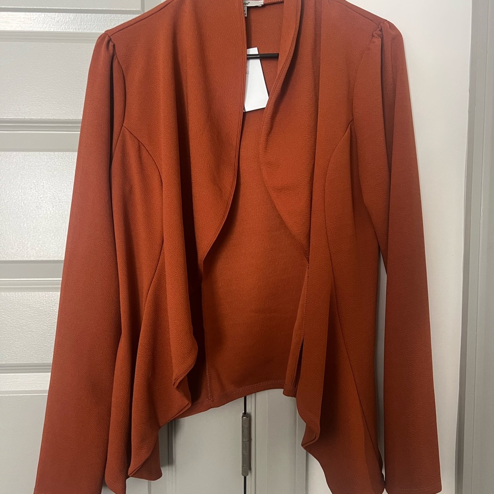 Papaya Orange Waterfall Blazer Lightweight Suit Jacket